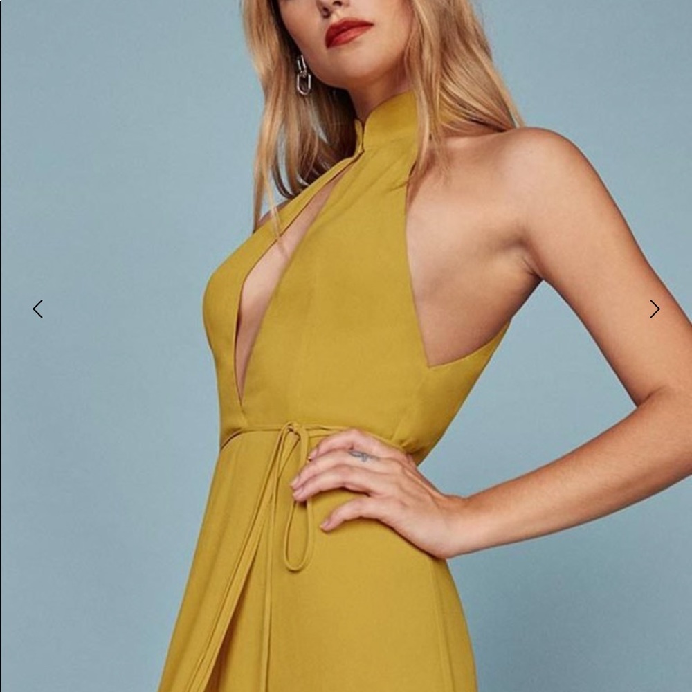 Reformation chai dress in saffron